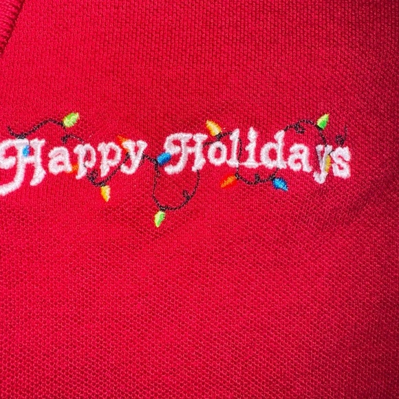 Men’s Christmas Polo Shirt by Gildan Activewear Says Happy Holidays Size XL - Picture 2 of 6